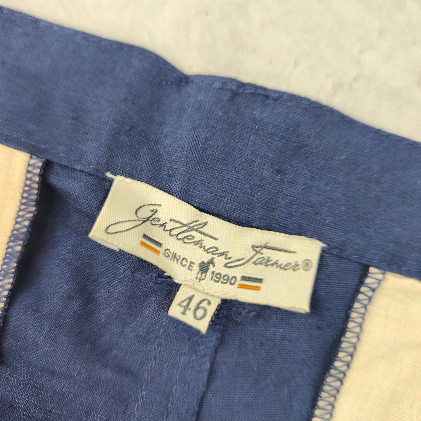 Bermuda Homme Gentleman Farmer Bleu Marine Coton Lin Taille W38  FR48