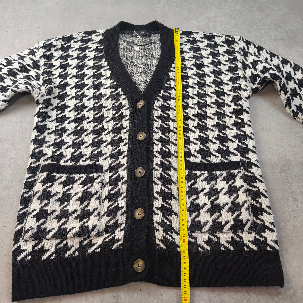 Cardigan oversize Mango à motif pied-de-poule Femme - Taille S (Coupe ample) #0295
