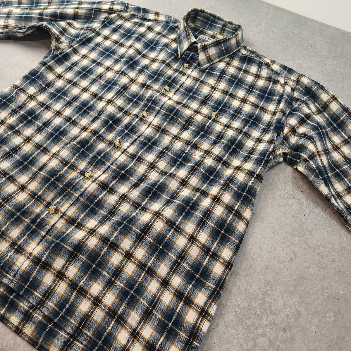 Chemise vintage en flanelle Classic Generation bleu marine, noir et écru Homme 2XL / 3XL #0295