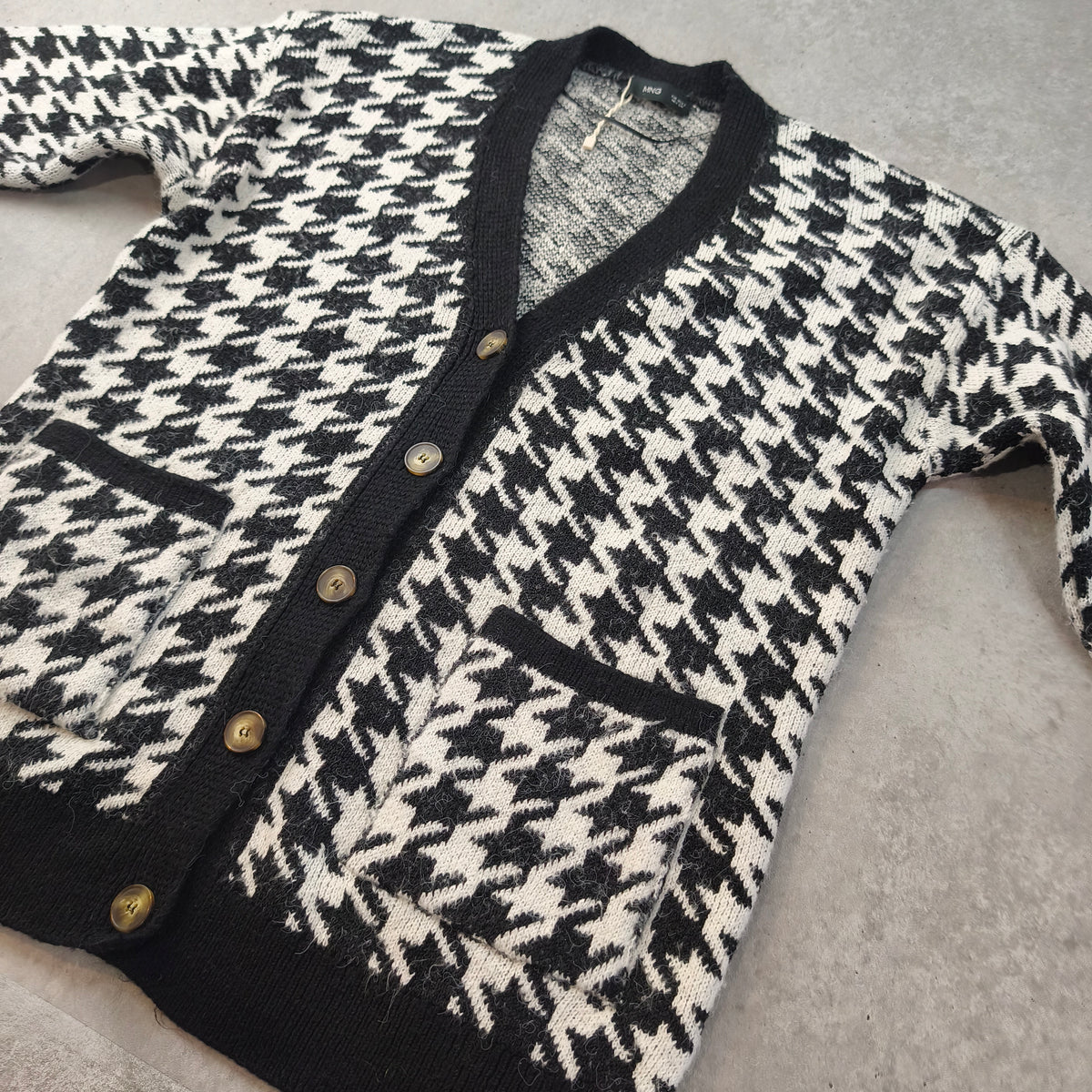 Cardigan oversize Mango à motif pied-de-poule Femme - Taille S (Coupe ample) #0295