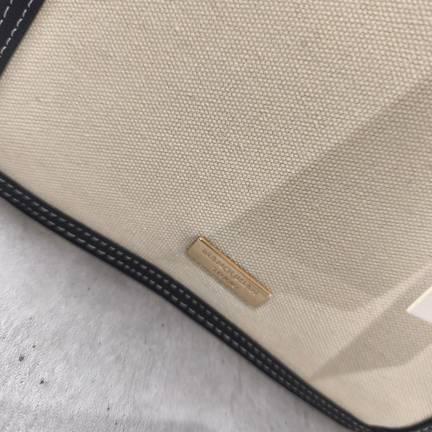 Sac à Main Cabas Manoukian Studio Écru et Noir Bandoulière #0280