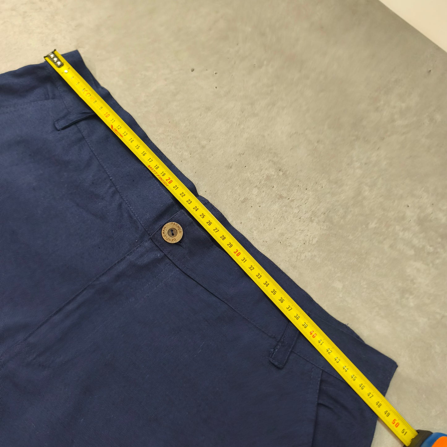 Bermuda Homme Gentleman Farmer Bleu Marine Coton Lin Taille W38  FR48