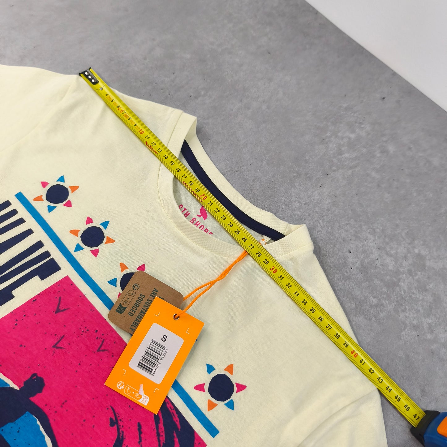 T-shirt STH Shore jaune graphique surf Wave Chaser taille S #0232 homme