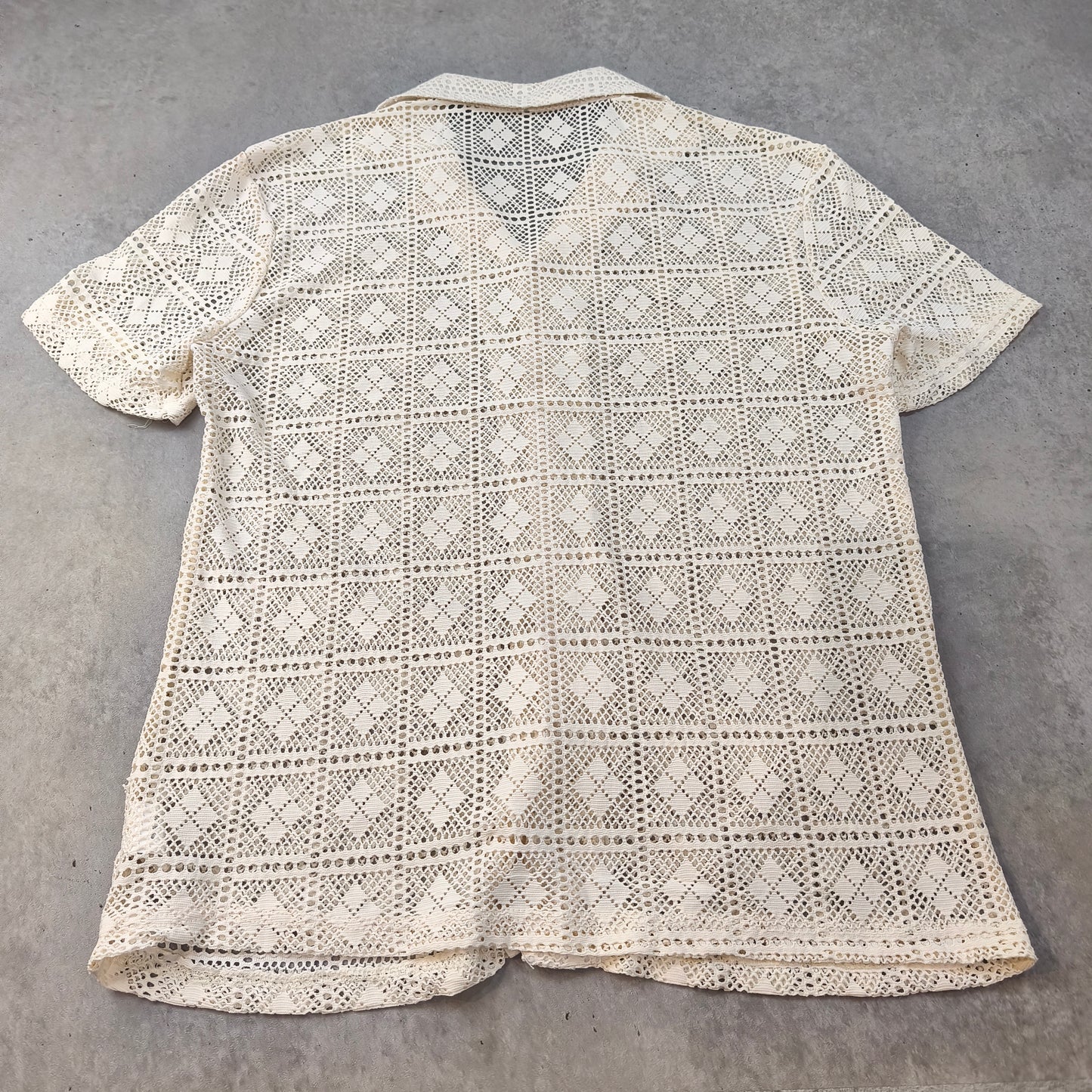 Chemise Crochet Dentelle Écru Beige Kimono Plage Tendance Boho Taille S Homme - #0250