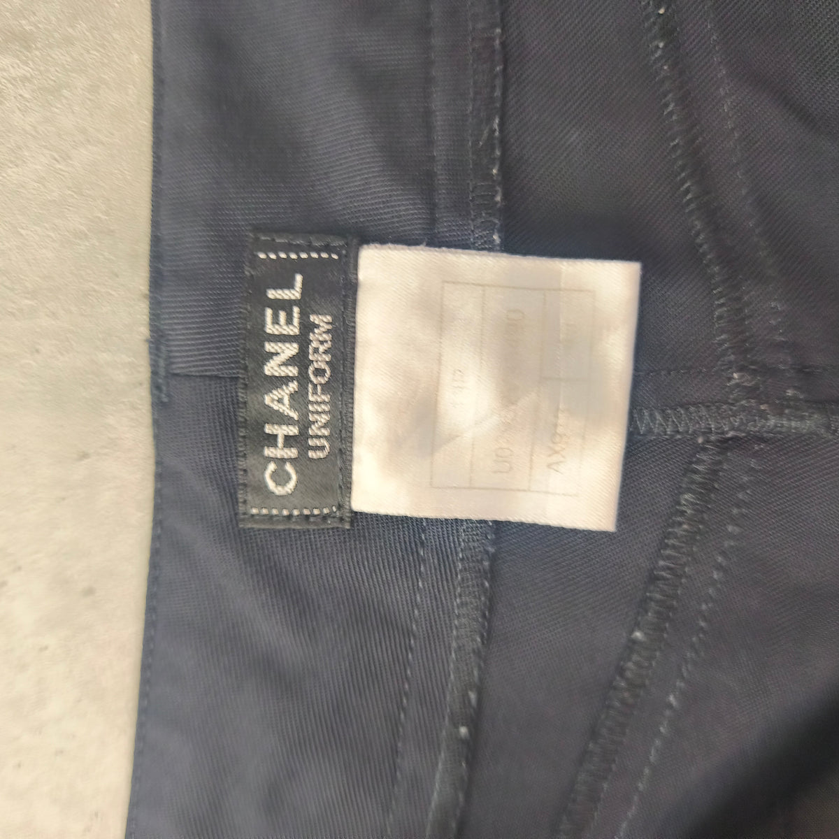 Pantalon de Tailleur Chanel Vintage Laine Noir Bleu T40  Tapered Luxury #0301 Femme
