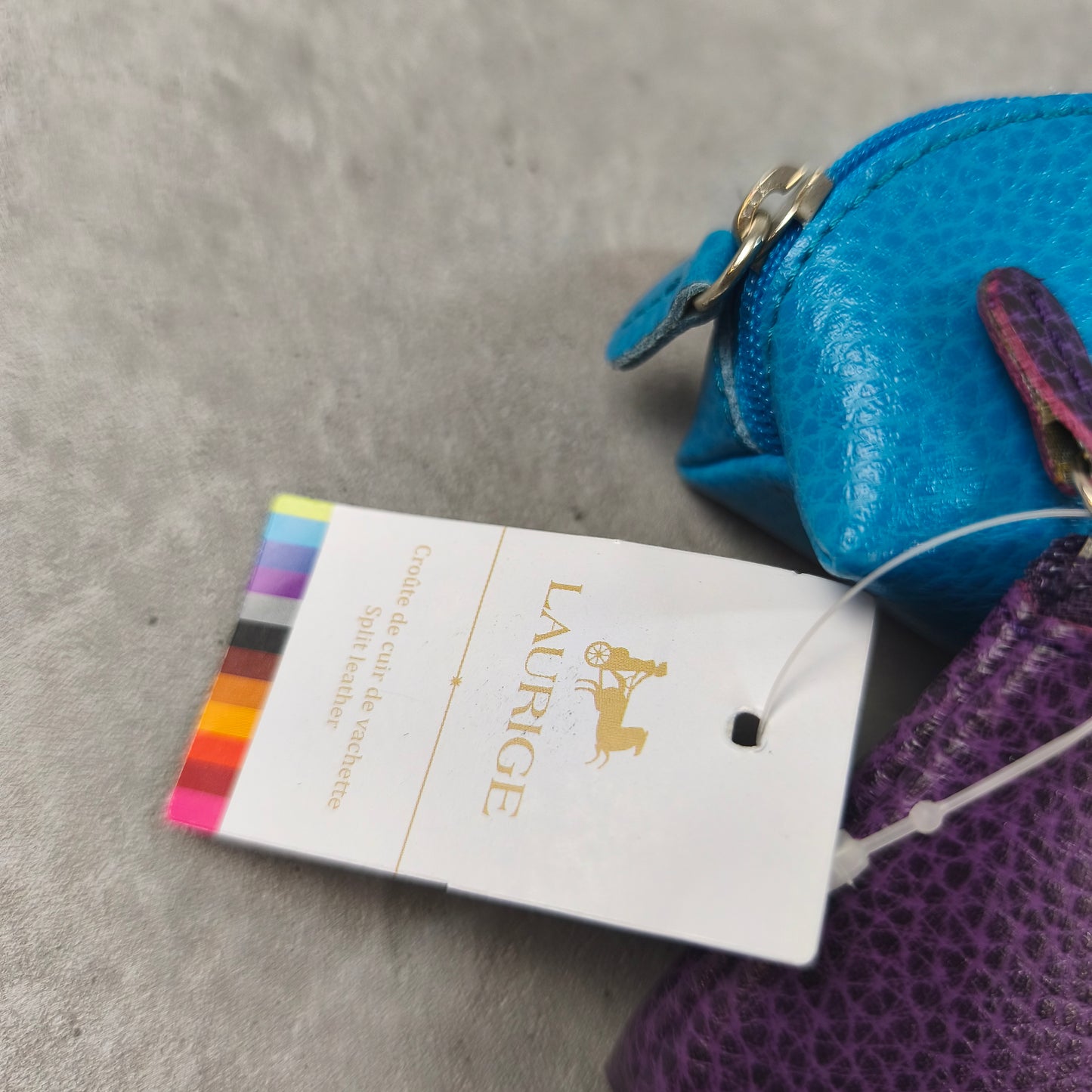 Lot de 2 Petites Trousses En Cuir Bleu et Violette #0251