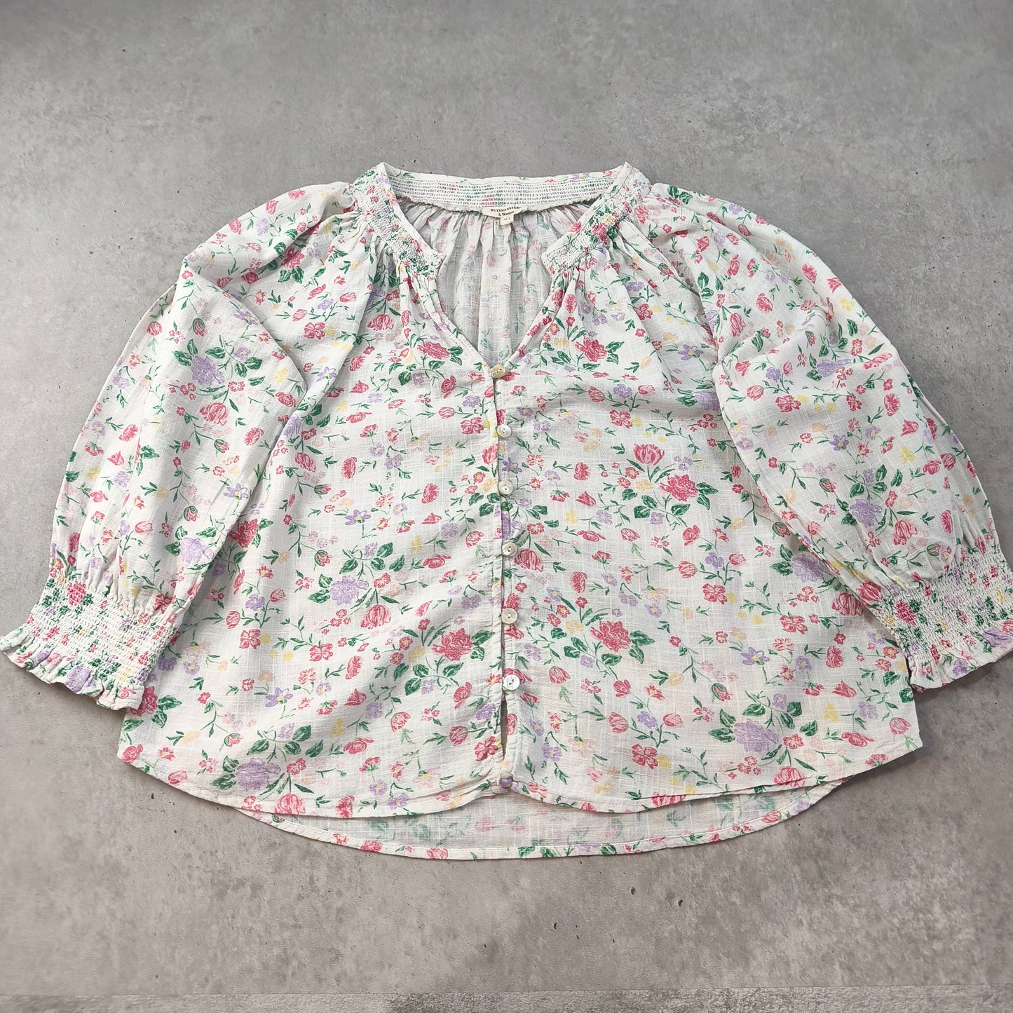 Blouse Romantique Fleurs Buissonnière & Women 100% Coton Taille M/L Oversize Femme #0250