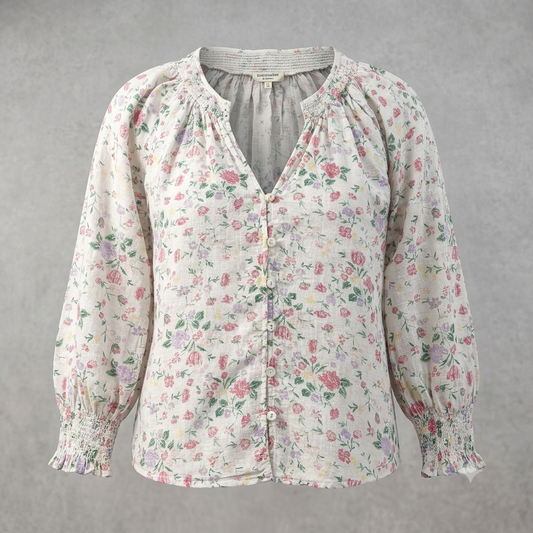 Blouse Romantique Fleurs Buissonnière & Women 100% Coton Taille M/L Oversize Femme #0250