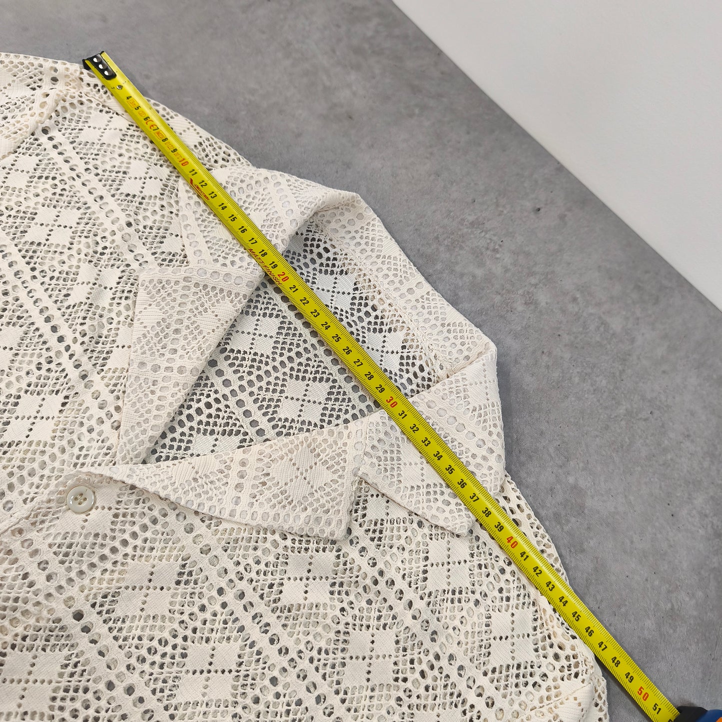 Chemise Crochet Dentelle Écru Beige Kimono Plage Tendance Boho Taille S Homme - #0250