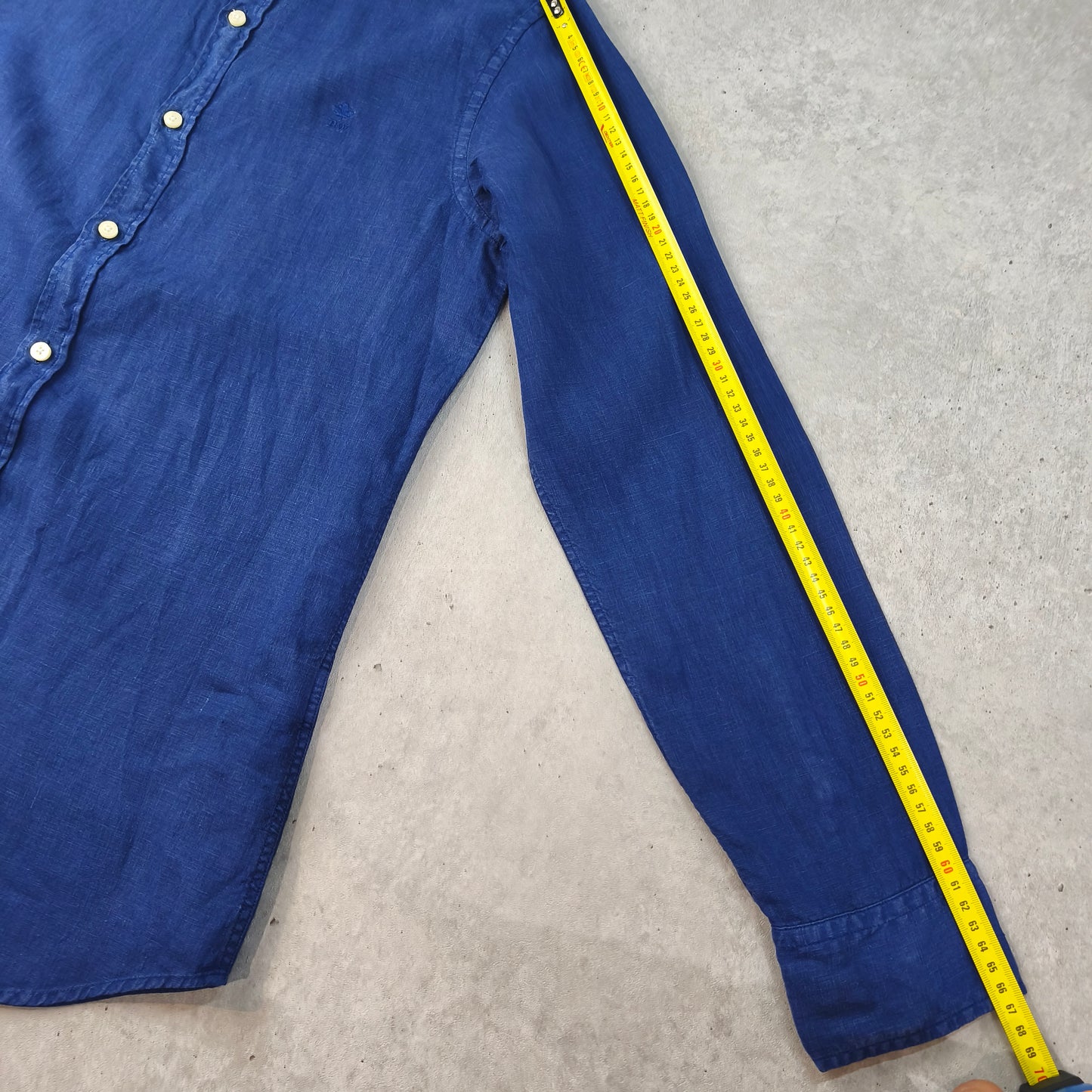 Chemise Homme 100% Lin River Woods Bleu Roi Taille S / M Tight Fit Homme #0250