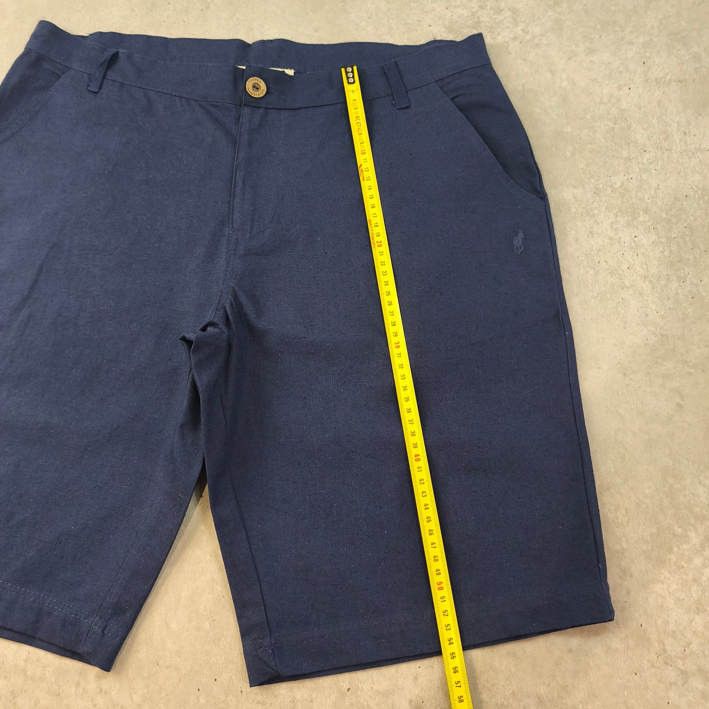 Bermuda Homme Gentleman Farmer Bleu Marine Coton Lin Taille W38  FR48