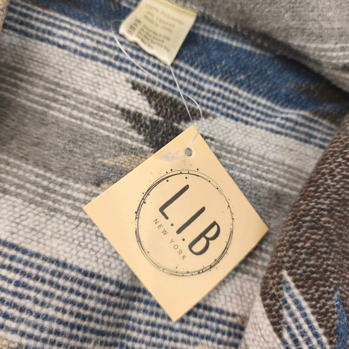 Gilet long sans manches / Cardigan ethnique géométrique L.I.B New York - Taille unique #0295 Femme