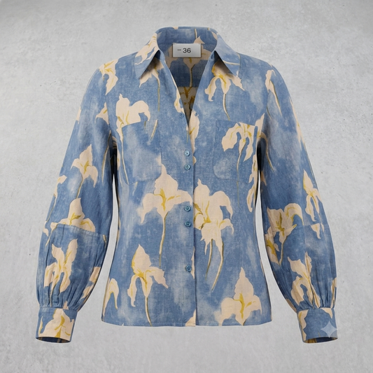 Chemisier femme Julia June imprimé floral bleu - Taille 36 (S) #0250