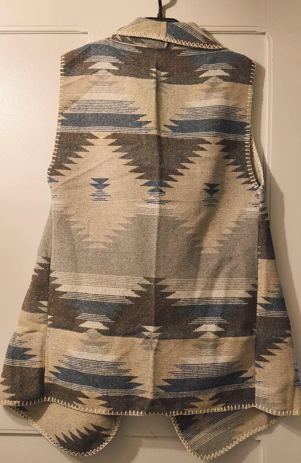 Gilet long sans manches / Cardigan ethnique géométrique L.I.B New York - Taille unique #0295 Femme