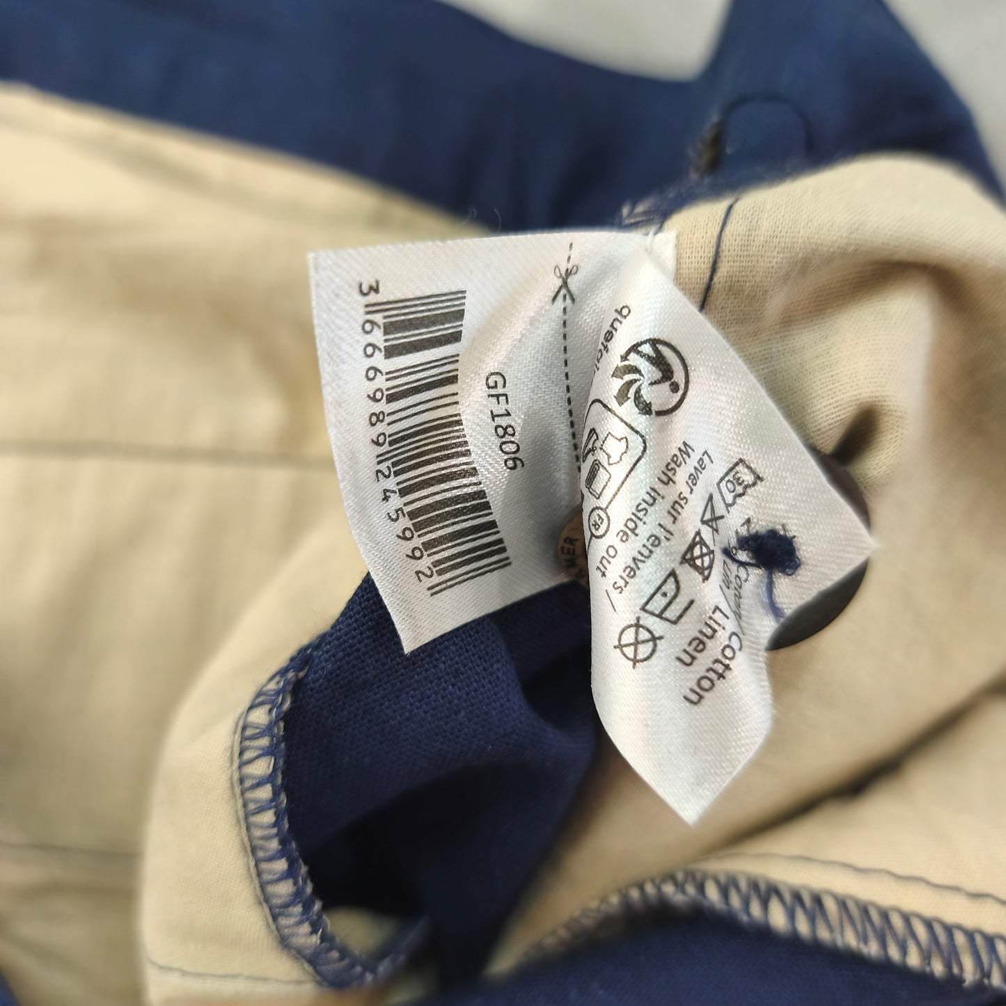 Bermuda Homme Gentleman Farmer Bleu Marine Coton Lin Taille W38  FR48