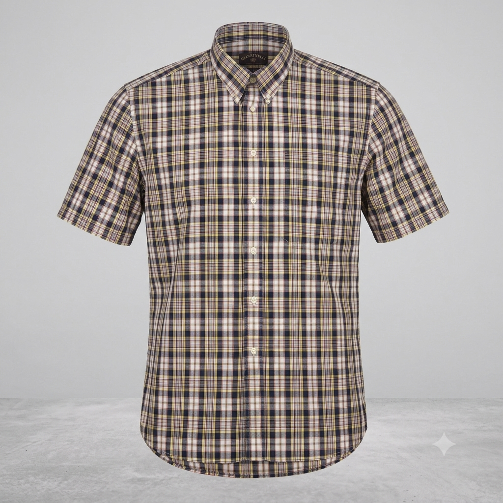 Chemise Homme Manches Courtes Carreaux Gianni Valli Taille XXL StyleCasual Vintage Homme #0250