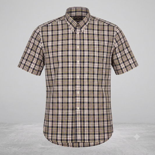 Chemise Homme Manches Courtes Carreaux Gianni Valli Taille XXL StyleCasual Vintage Homme #0250