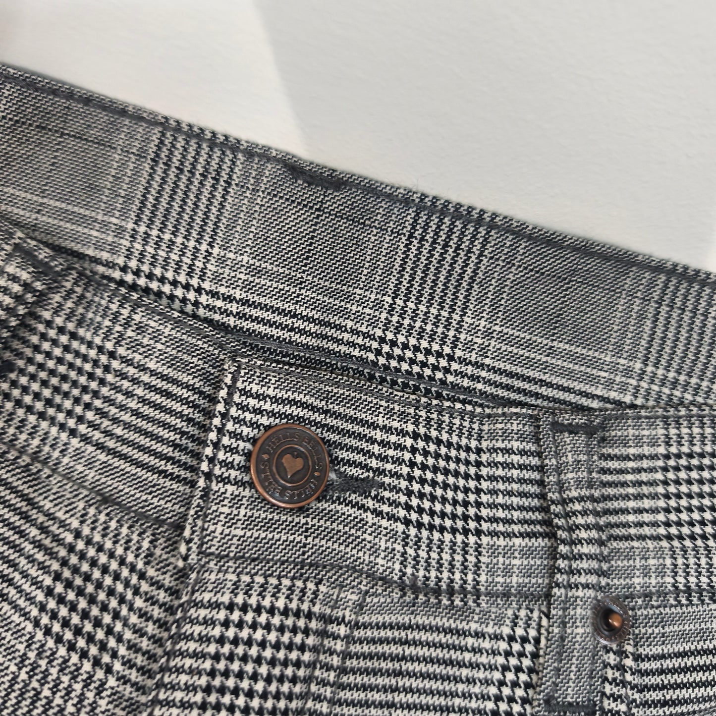 Pantalon Hells Bells Modèle Bridge Grey Carreaux Rétro Vintage femme #0251