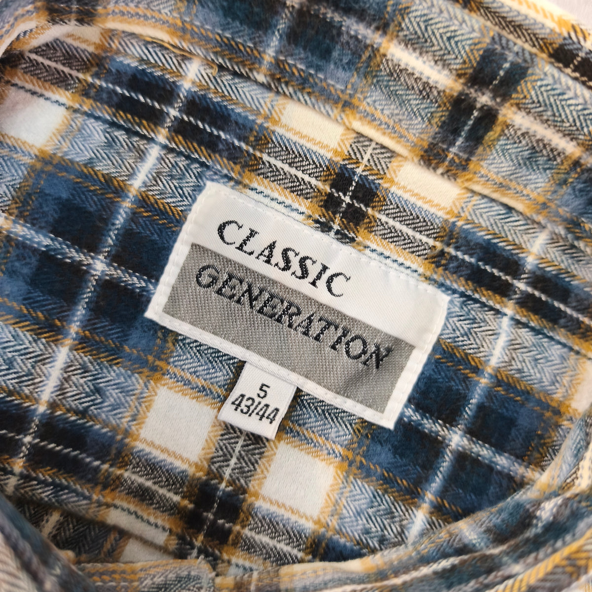 Chemise vintage en flanelle Classic Generation bleu marine, noir et écru Homme 2XL / 3XL #0295