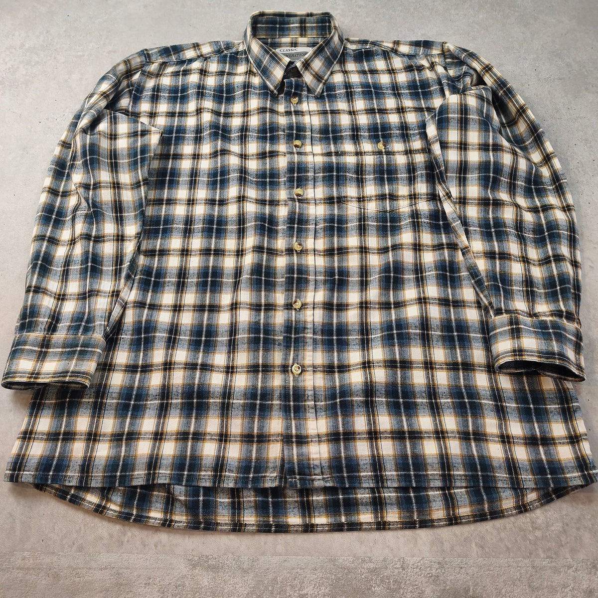 Chemise vintage en flanelle Classic Generation bleu marine, noir et écru Homme 2XL / 3XL #0295