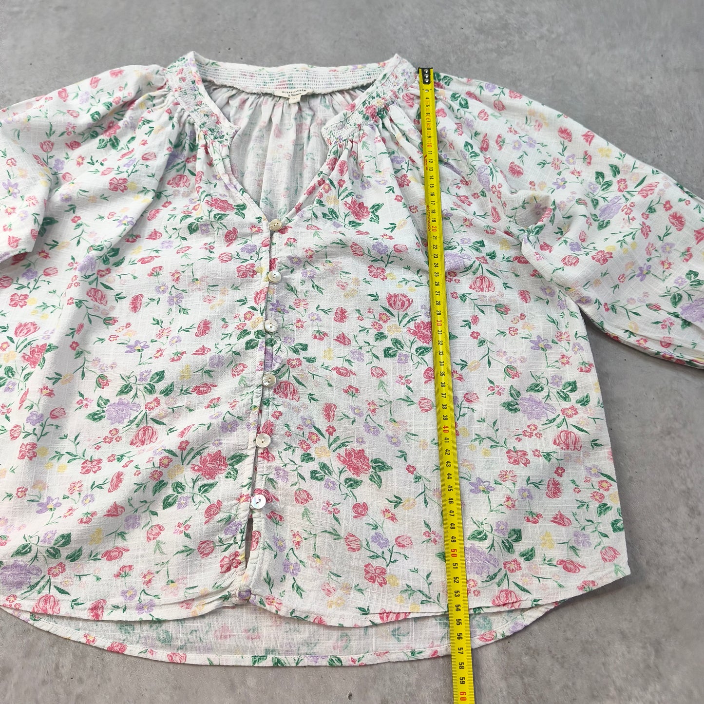 Blouse Romantique Fleurs Buissonnière & Women 100% Coton Taille M/L Oversize Femme #0250