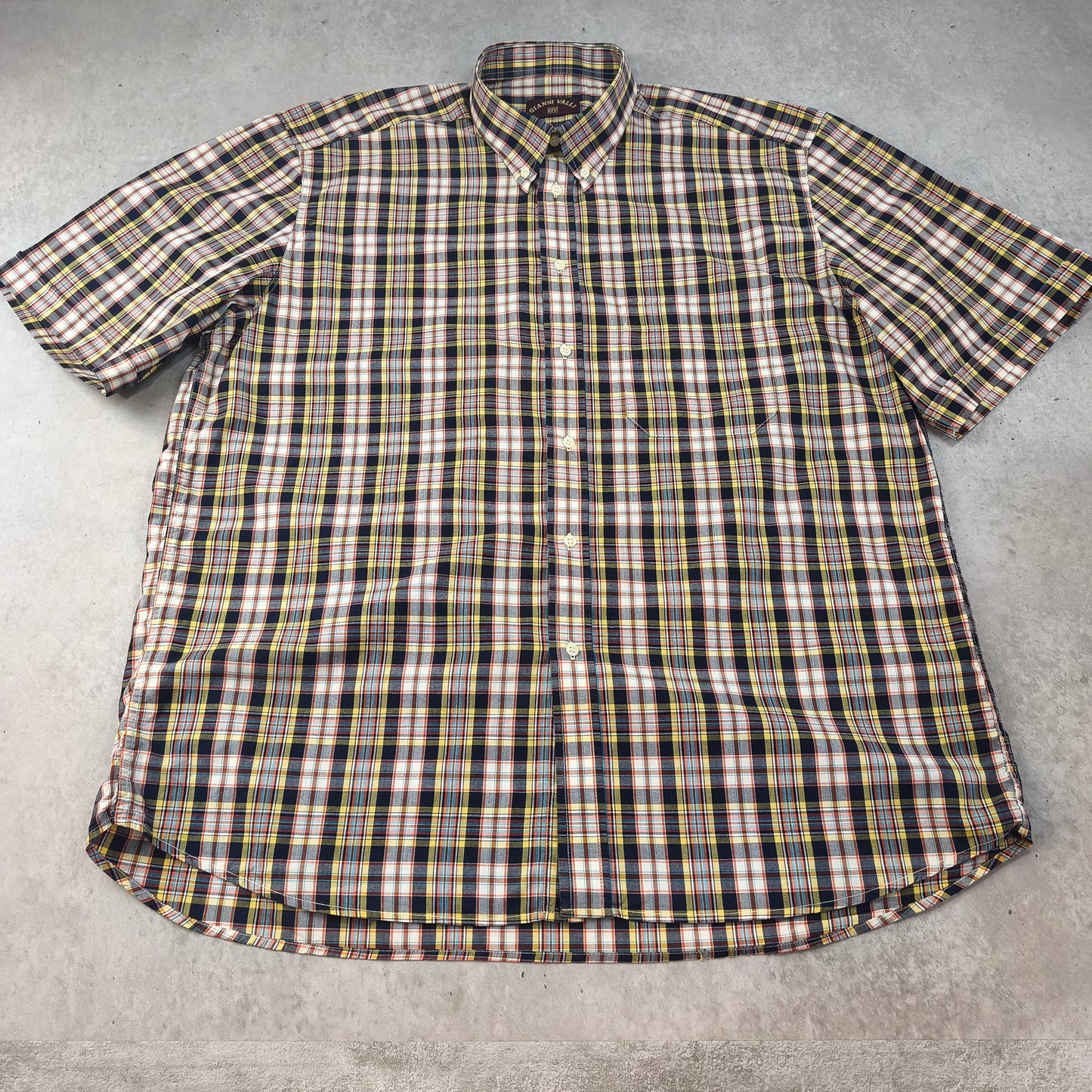 Chemise Homme Manches Courtes Carreaux Gianni Valli Taille XXL StyleCasual Vintage Homme #0250