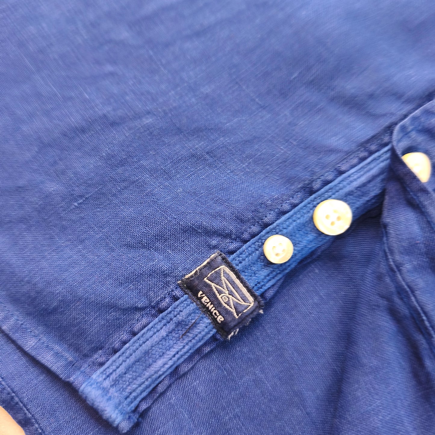 Chemise Homme 100% Lin River Woods Bleu Roi Taille S / M Tight Fit Homme #0250