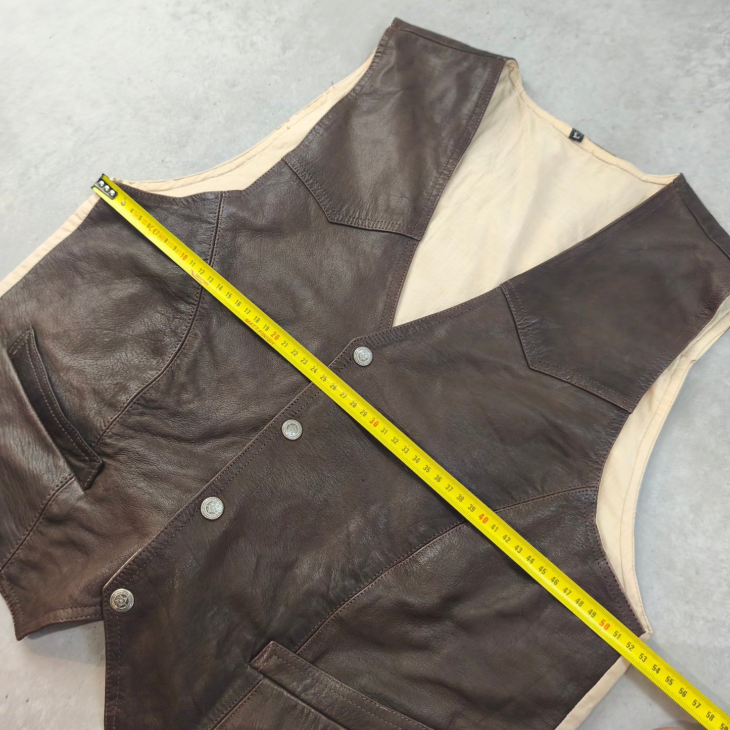 Gilet sans manches homme Cuir véritable Vintage Marron Style Western M/L #0140