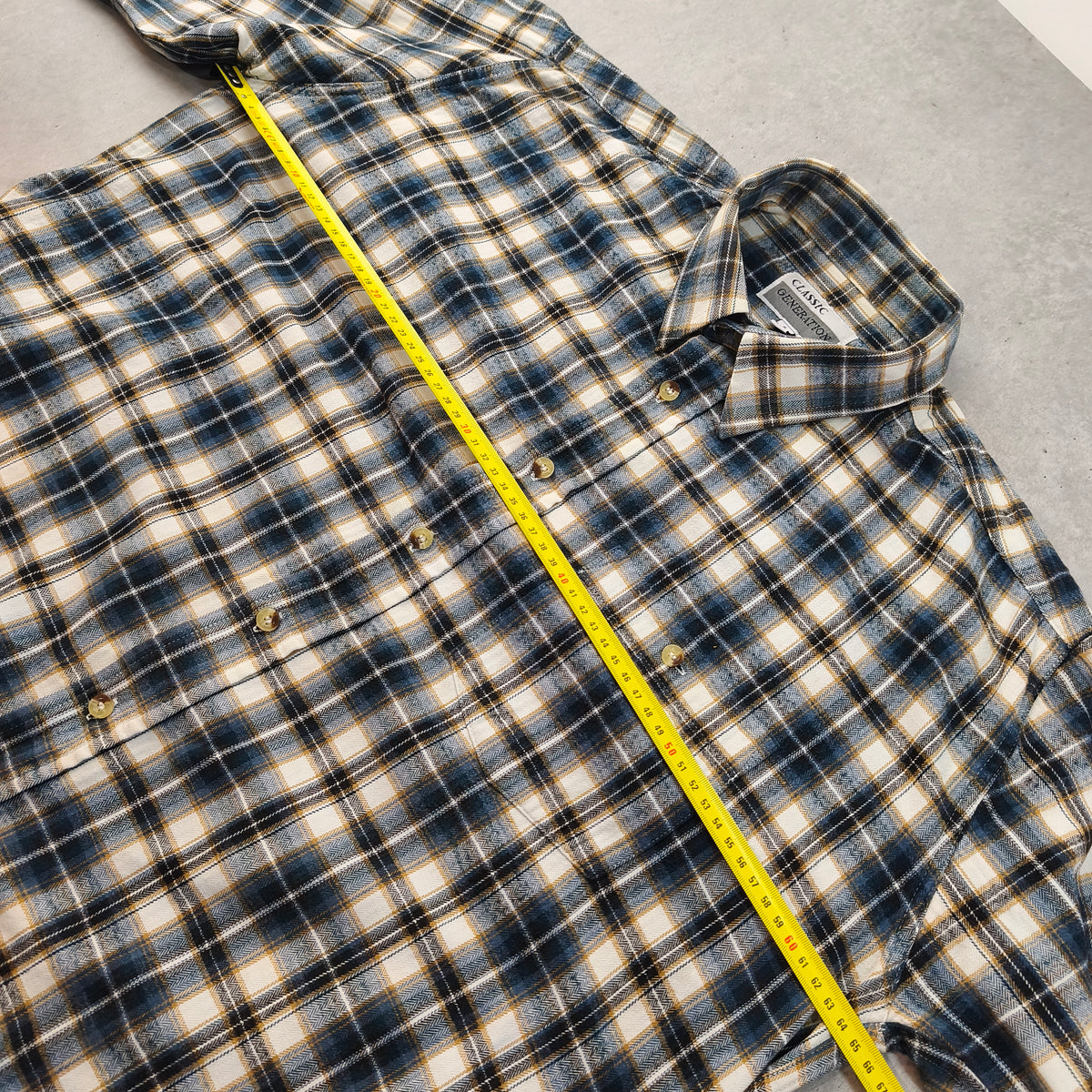 Chemise vintage en flanelle Classic Generation bleu marine, noir et écru Homme 2XL / 3XL #0295