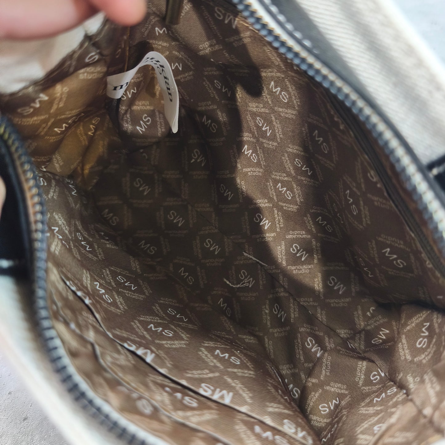 Sac à Main Cabas Manoukian Studio Écru et Noir Bandoulière #0280