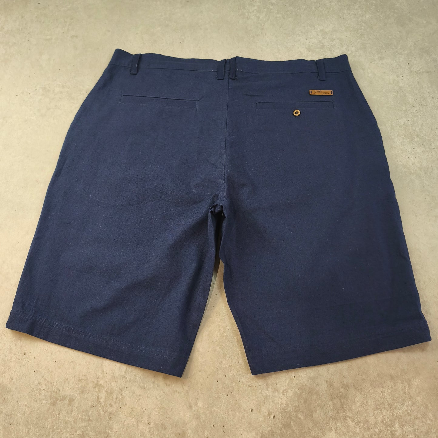 Bermuda Homme Gentleman Farmer Bleu Marine Coton Lin Taille W38  FR48