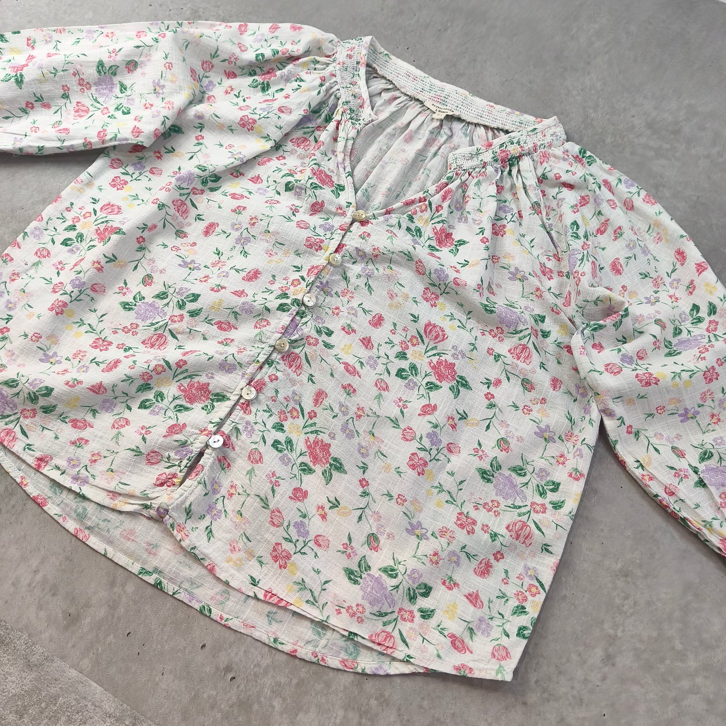 Blouse Romantique Fleurs Buissonnière & Women 100% Coton Taille M/L Oversize Femme #0250