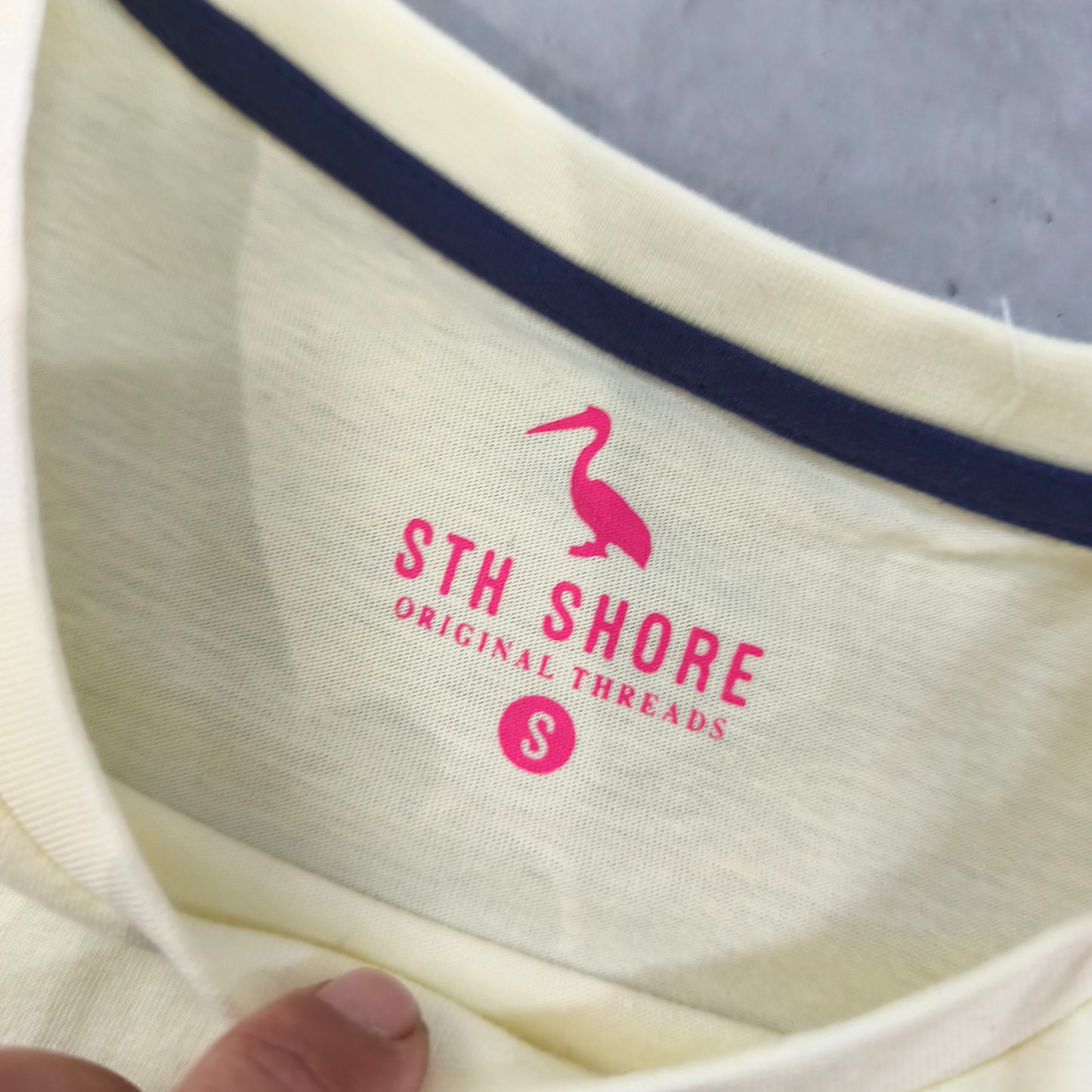 T-shirt STH Shore jaune graphique surf Wave Chaser taille S #0232 homme