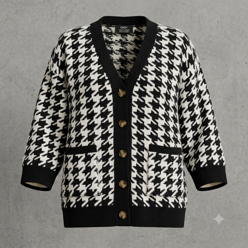 Cardigan oversize Mango à motif pied-de-poule Femme - Taille S (Coupe ample) #0295