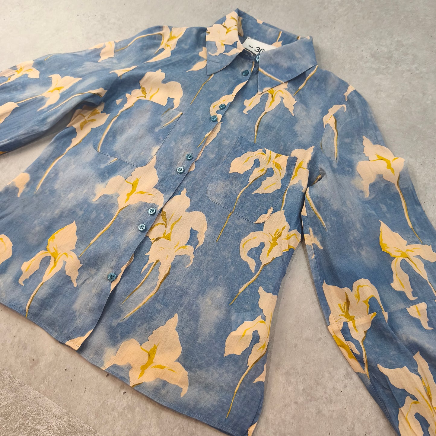 Chemisier femme Julia June imprimé floral bleu - Taille 36 (S) #0250