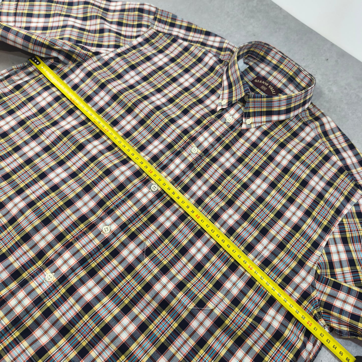Chemise Homme Manches Courtes Carreaux Gianni Valli Taille XXL StyleCasual Vintage Homme #0250