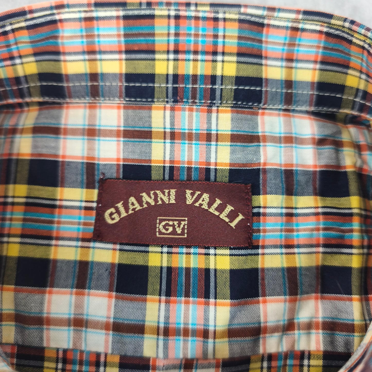 Chemise Homme Manches Courtes Carreaux Gianni Valli Taille XXL StyleCasual Vintage Homme #0250