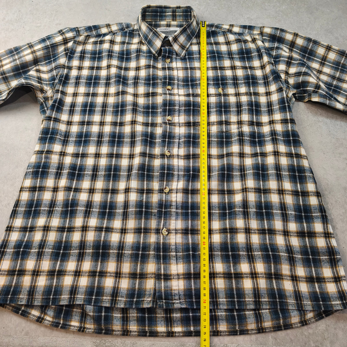 Chemise vintage en flanelle Classic Generation bleu marine, noir et écru Homme 2XL / 3XL #0295