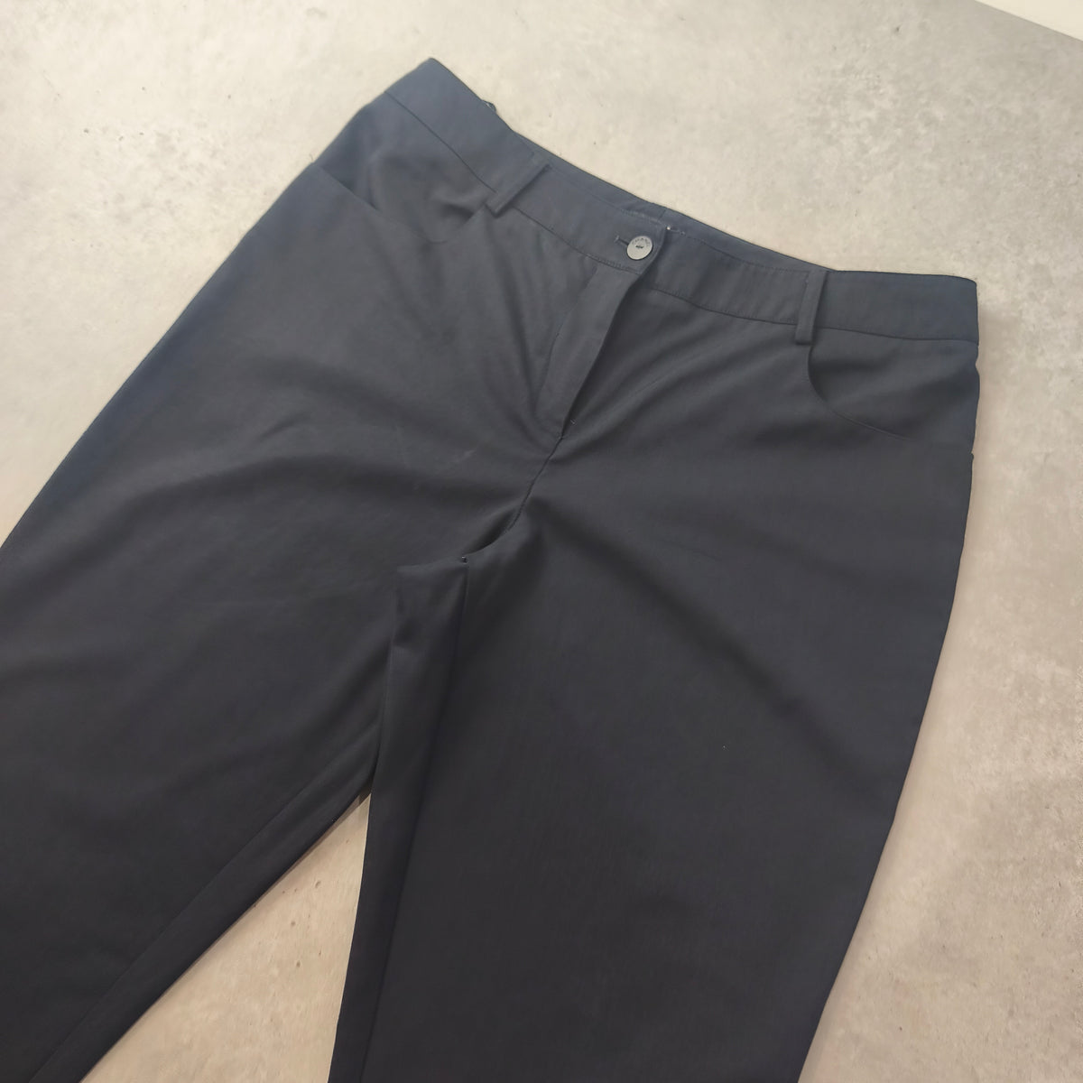 Pantalon de Tailleur Chanel Vintage Laine Noir Bleu T40  Tapered Luxury #0301 Femme