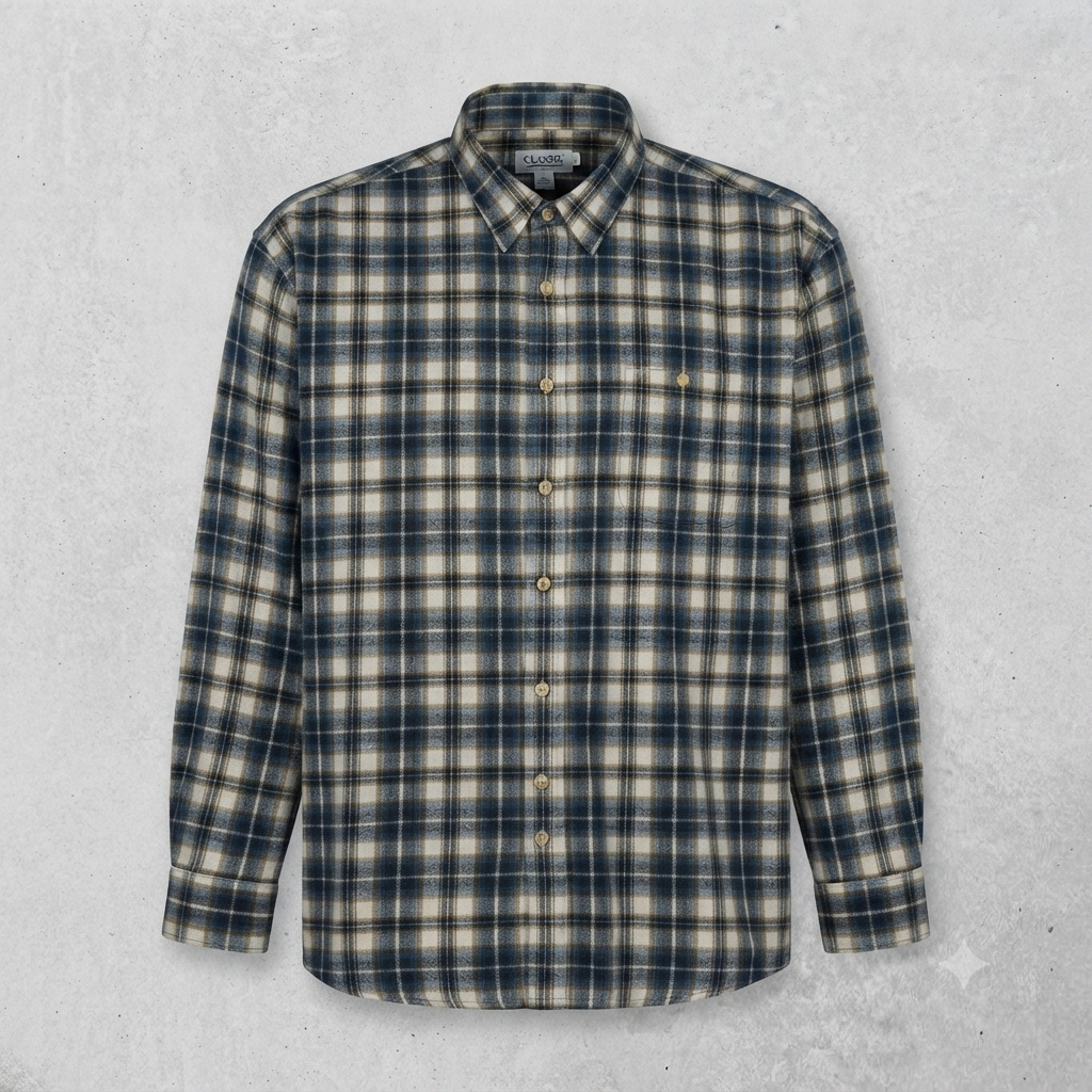 Chemise vintage en flanelle Classic Generation bleu marine, noir et écru Homme 2XL / 3XL #0295