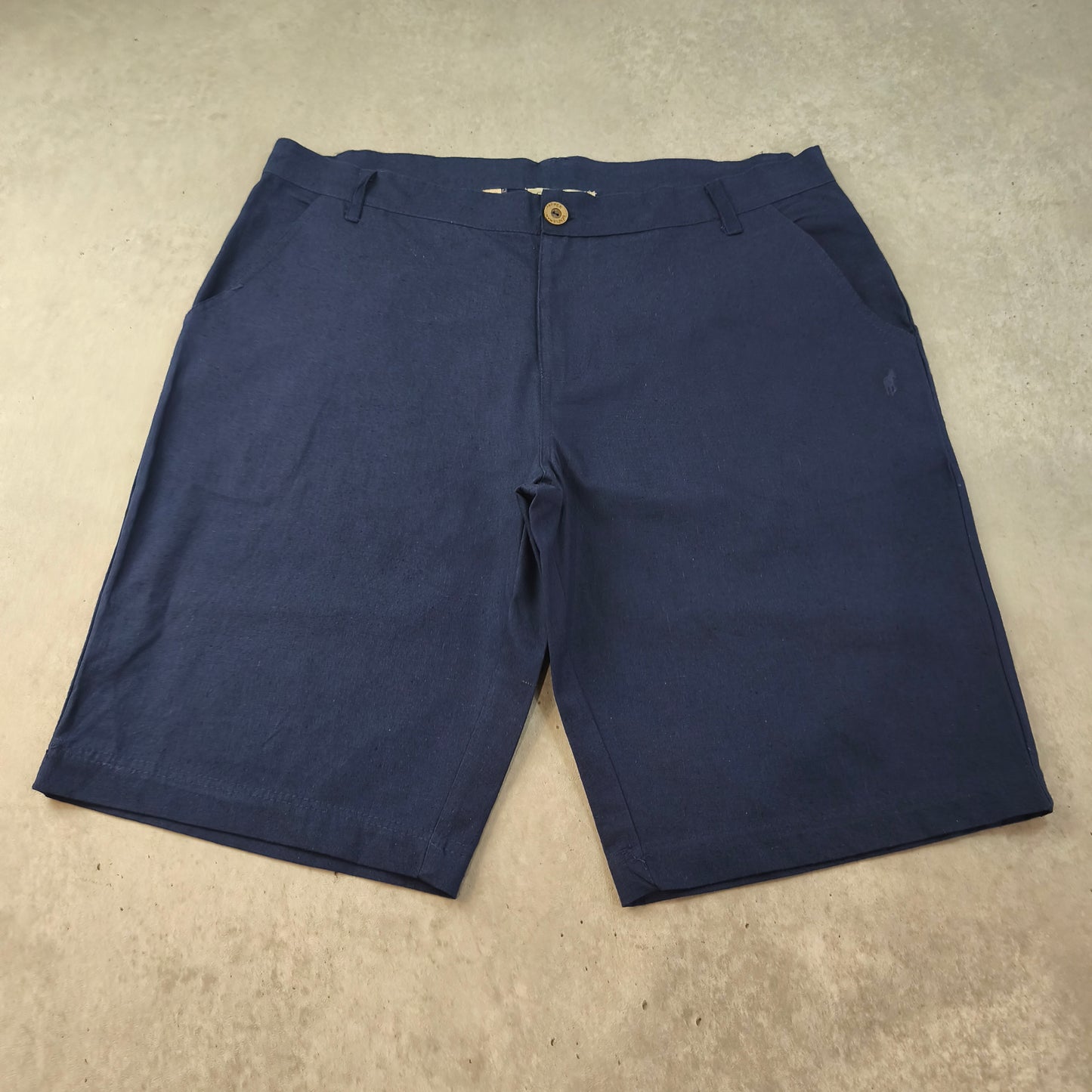 Bermuda Homme Gentleman Farmer Bleu Marine Coton Lin Taille W38  FR48