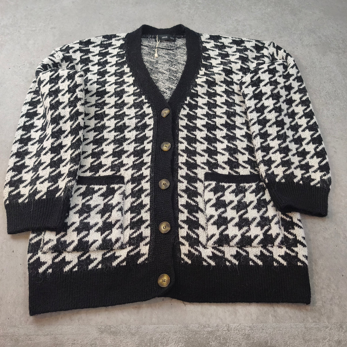 Cardigan oversize Mango à motif pied-de-poule Femme - Taille S (Coupe ample) #0295