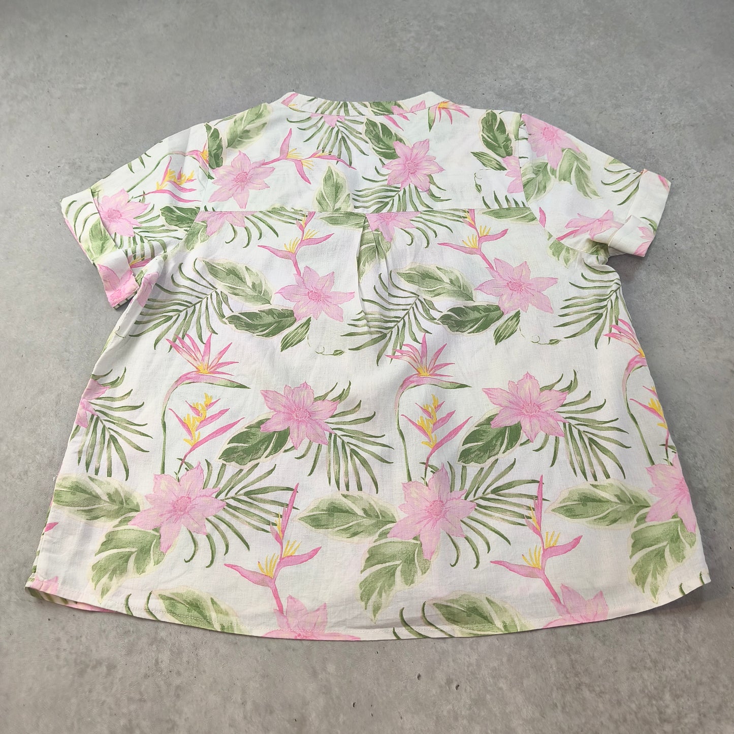 Chemisier femme Lolaliza lin imprimé floral tropical - Taille 38/40 (L) #0250