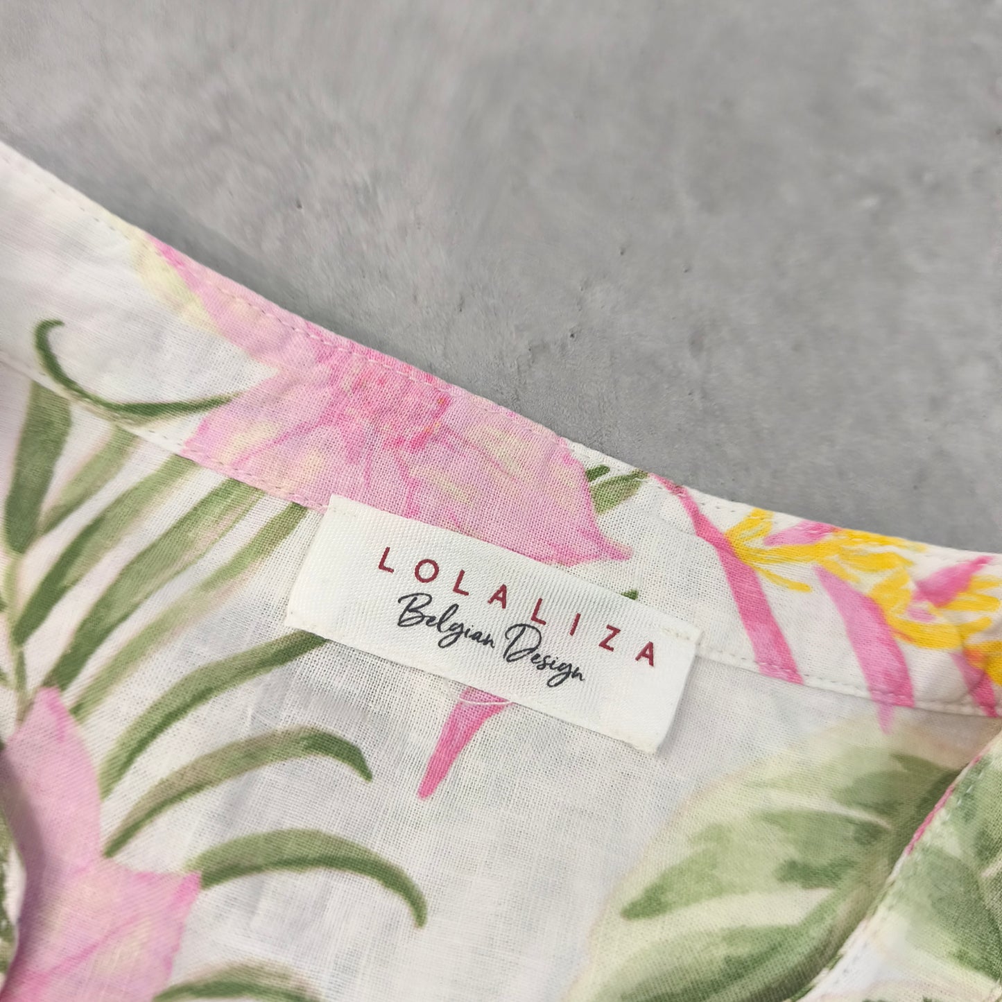 Chemisier femme Lolaliza lin imprimé floral tropical - Taille 38/40 (L) #0250