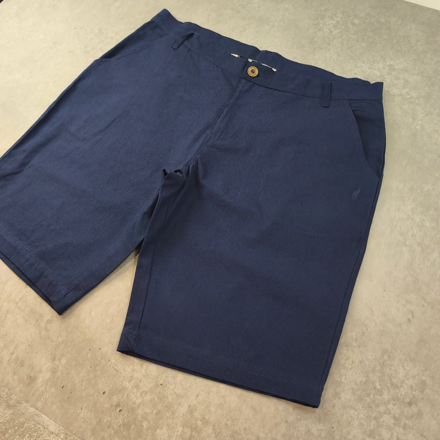 Bermuda Homme Gentleman Farmer Bleu Marine Coton Lin Taille W38  FR48