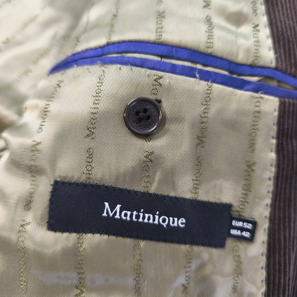 Veste blazer homme Matinique en velours côtelé marron 52 (L) #0302 Homme
