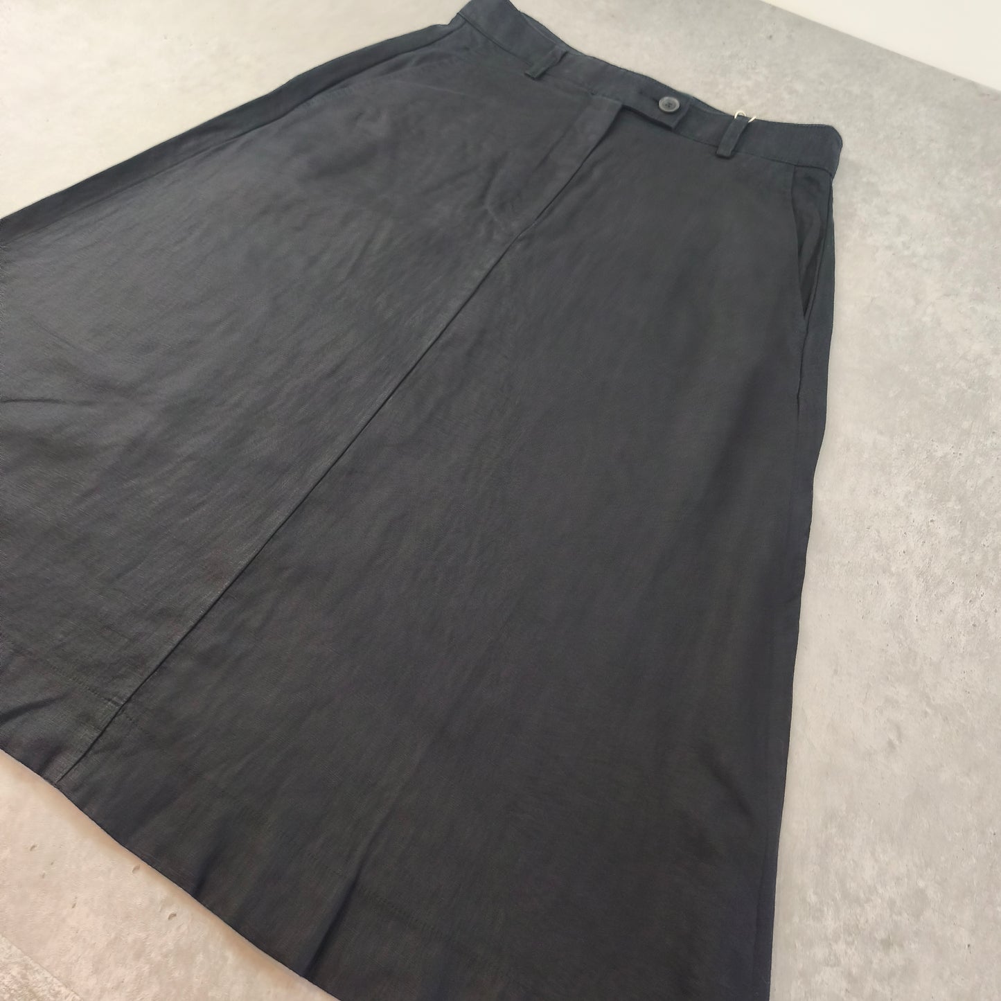Jupe midi Esprit 100% lin gris foncé T36 femme