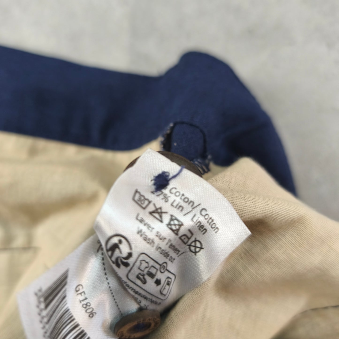 Bermuda Homme Gentleman Farmer Bleu Marine Coton Lin Taille W38  FR48